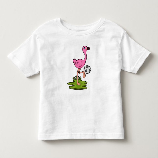 Camiseta Flamingo como jogador de futebol com futebol (Frente)