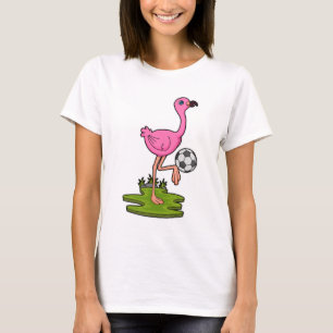 Camiseta Flamingo como jogador de futebol com futebol