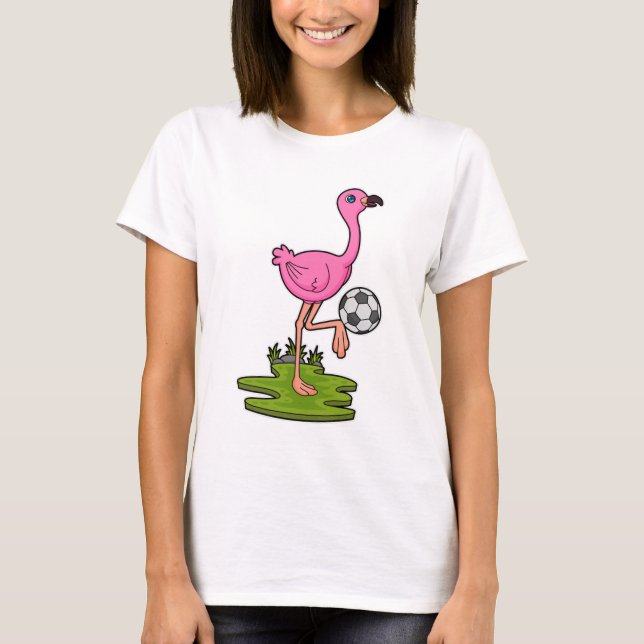 Camiseta Flamingo como jogador de futebol com futebol (Frente)
