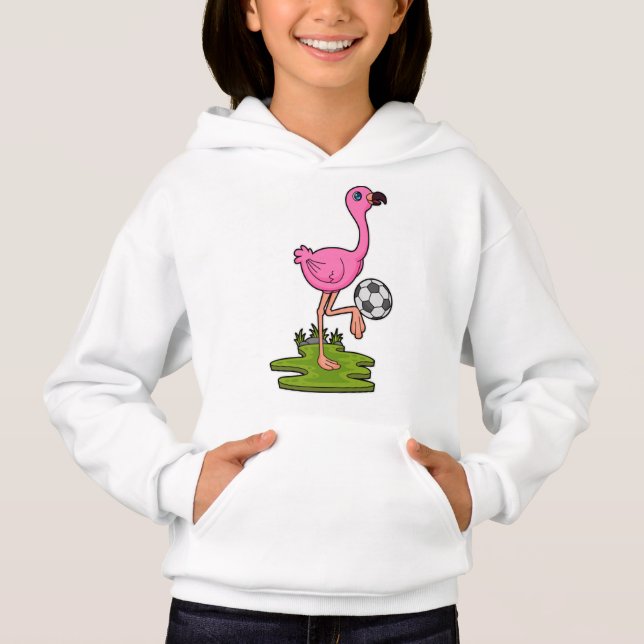 Camiseta Flamingo como jogador de futebol com futebol (Frente)