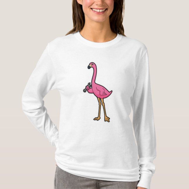Camiseta Flamingo como mecânico com chave inglesa (Frente)