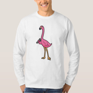 Camiseta Flamingo como mecânico com chave inglesa
