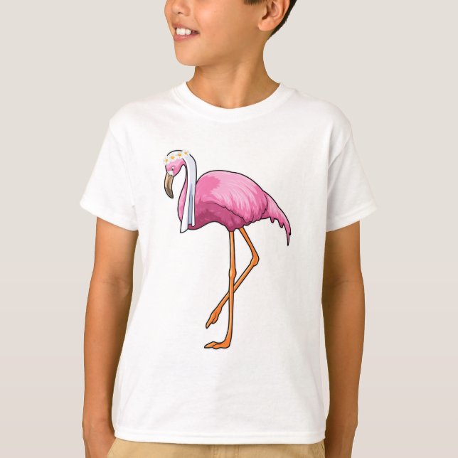 Camiseta Flamingo como Noiva com Véu (Frente)