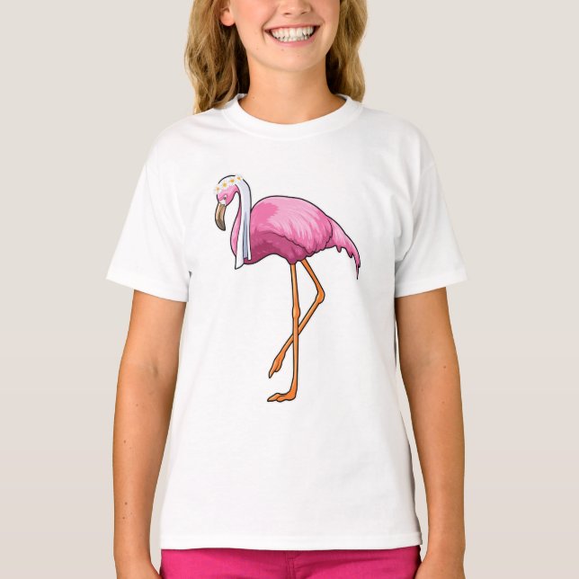 Camiseta Flamingo como Noiva com Véu (Frente)