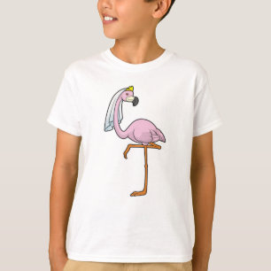 Camiseta Flamingo como Noiva em Casamento com Véu