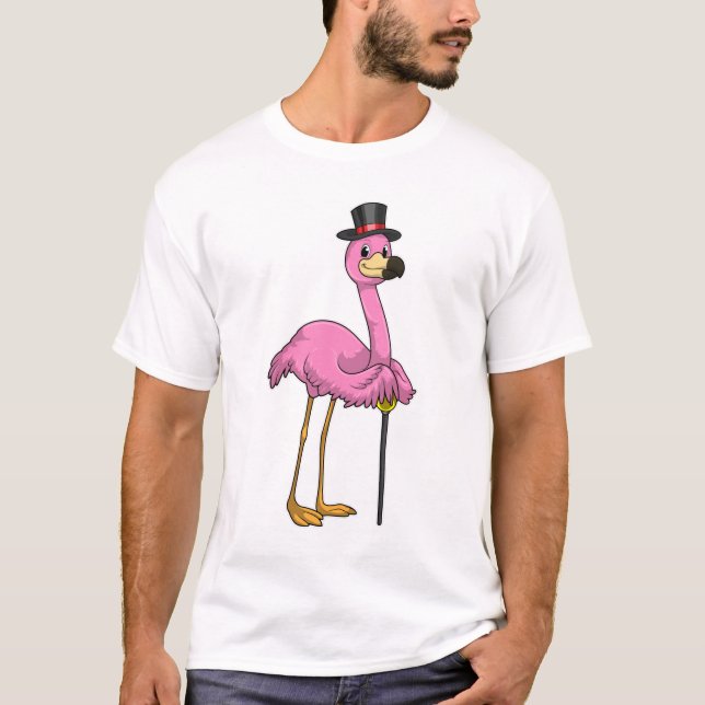 Camiseta Flamingo como pensionista com bengalê (Frente)