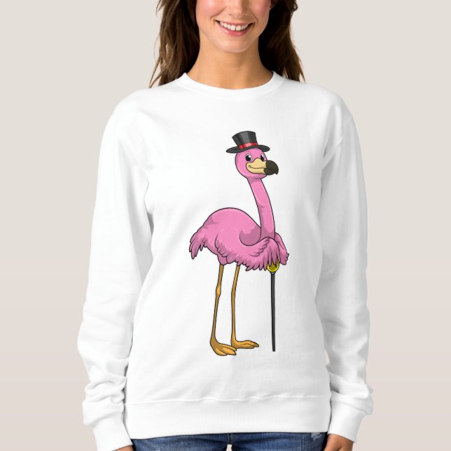 Camiseta Flamingo como pensionista com bengalê (Frente)