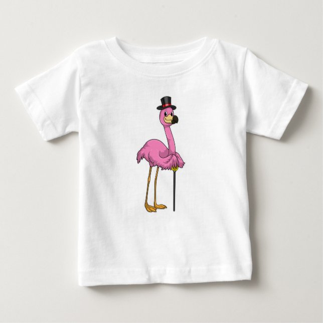 Camiseta Flamingo como pensionista com bengalê (Frente)