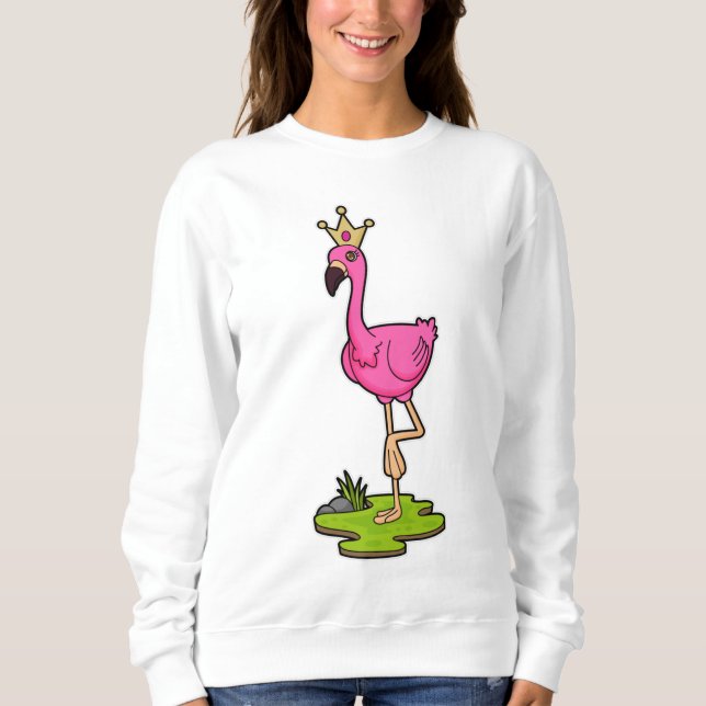 Camiseta Flamingo como Princesa com Coroa (Frente)