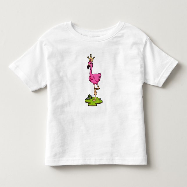 Camiseta Flamingo como Princesa com Coroa (Frente)