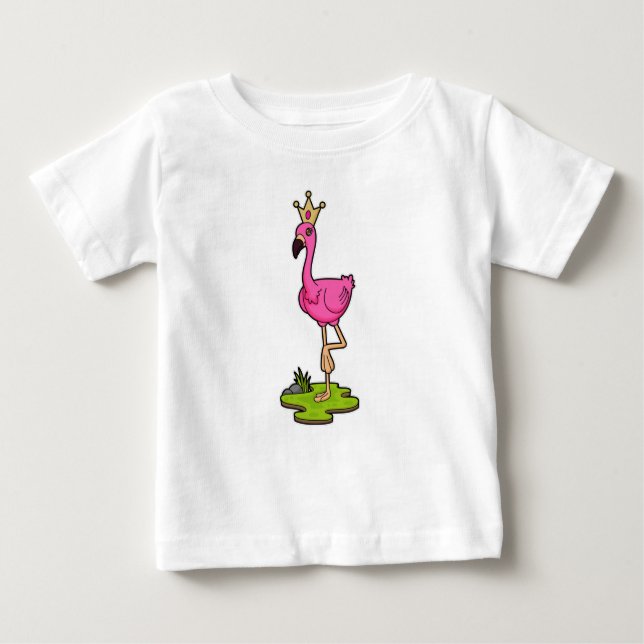 Camiseta Flamingo como Princesa com Coroa (Frente)