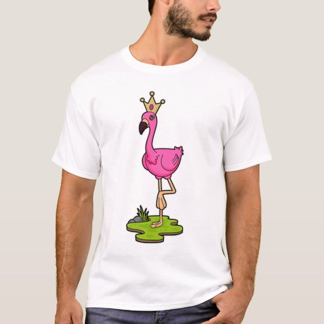 Camiseta Flamingo como Princesa com Coroa (Frente)