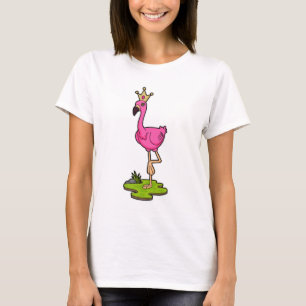 Camiseta Flamingo como Princesa com Coroa