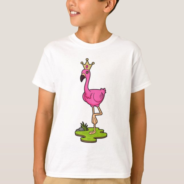 Camiseta Flamingo como Princesa com Coroa (Frente)