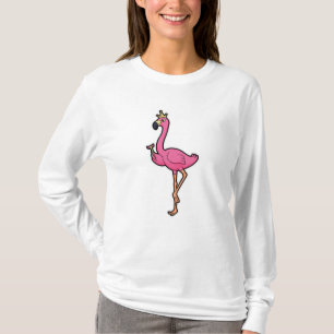 Camiseta Flamingo como Rei com Coroa e Funcionarios