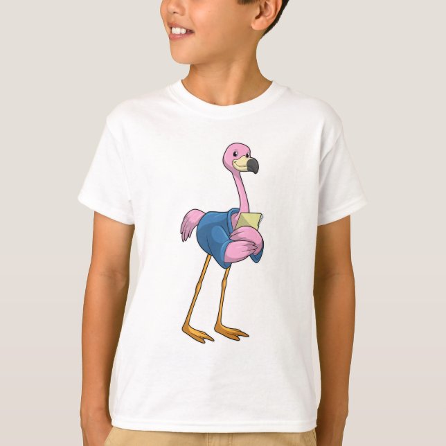 Camiseta Flamingo como Secretário com Notepad (Frente)