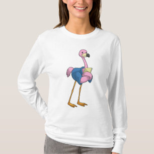 Camiseta Flamingo como Secretário com Notepad