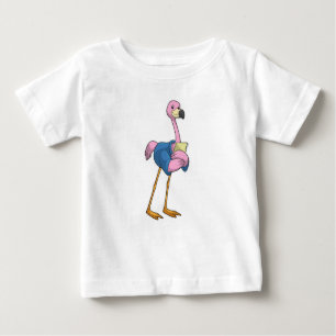 Camiseta Flamingo como Secretário com Notepad