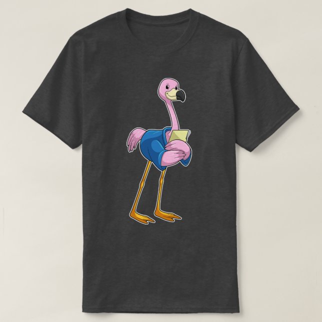 Camiseta Flamingo como Secretário com Notepad (Frente do Design)