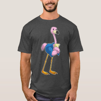 Camiseta Flamingo como Secretário com Notepad