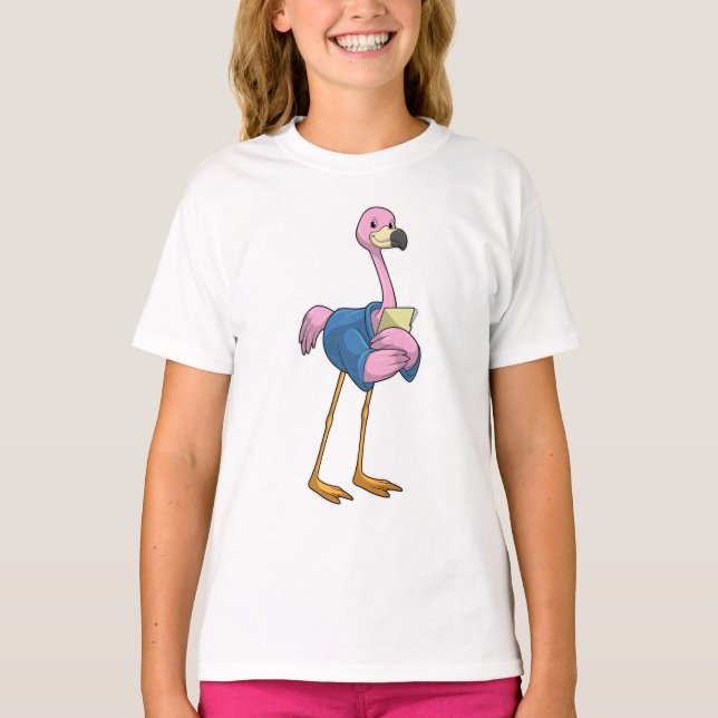 Camiseta Flamingo como Secretário com Notepad (Frente)