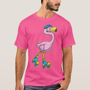Camiseta Flamingo como Skater com Capacete Skate