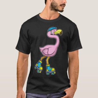 Camiseta Flamingo como Skater com Capacete Skate