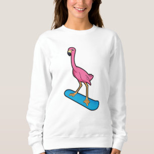 Camiseta Flamingo como Snowboarder com Snowbaord