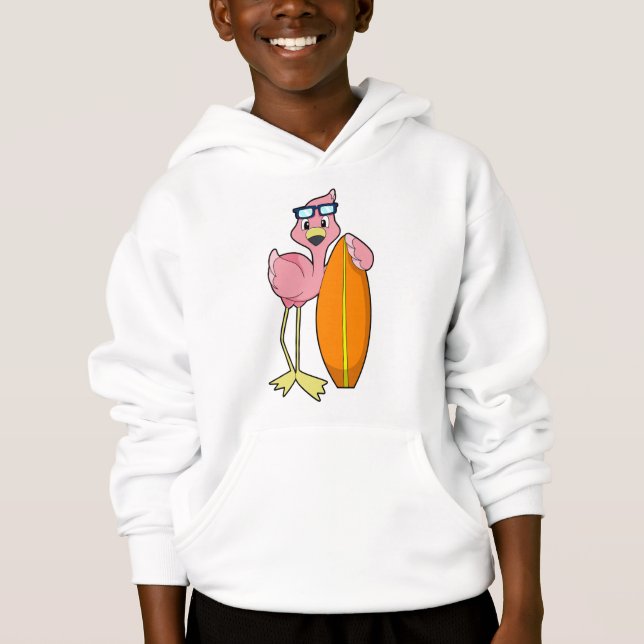 Camiseta Flamingo como Surfer com Surfboard.PNG (Frente)