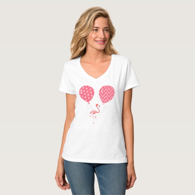 Camiseta Flamingo cor-de-rosa com balões (Frente Completa)