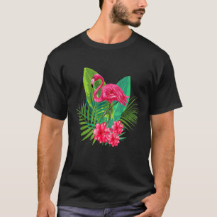 Camiseta Flamingo Cor-De-Rosa Com Flores I Animal Swan Des