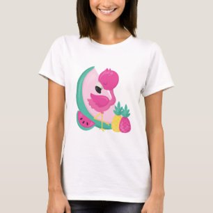 Camiseta Flamingo cor-de-rosa com melancia & abacaxis