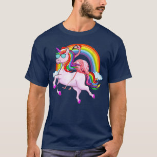 Camiseta Flamingo cor-de-rosa com unicórnio no Natal de San