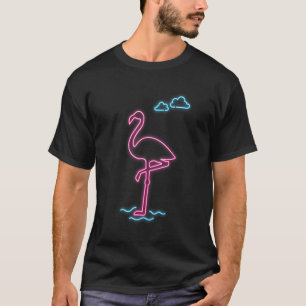 Camiseta Flamingo Cor-de-rosa Flamingo Trança Nuvens de Ave