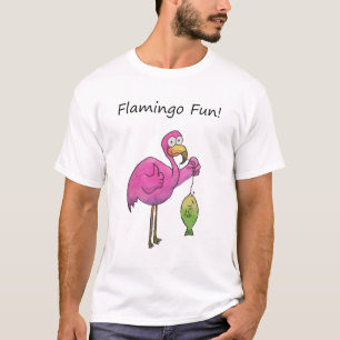 Camiseta Flamingo cor-de-rosa lunático que pesca a boa