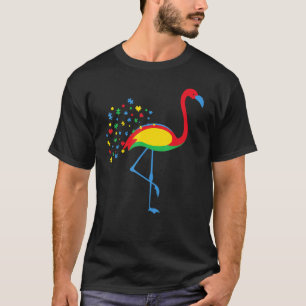 Camiseta Flamingo de Conscientização do Autismo Colorir Puz