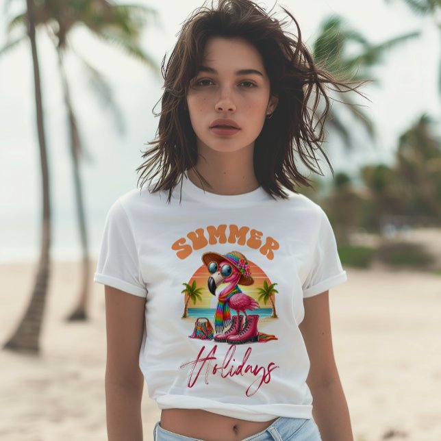 Camiseta Flamingo de férias de verão (Criador carregado)