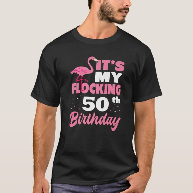 Camiseta Flamingo De Festa de aniversário 50Th (Frente)