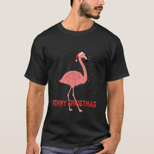 Camiseta Flamingo de Natal bonito Luz Longa Folha de Natal