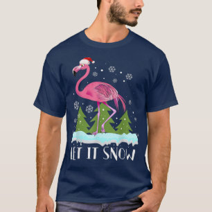 Camiseta Flamingo De Natal Com O Papai Noel Deixe-O Neve Pa