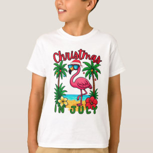 Camiseta Flamingo de Natal em Julho