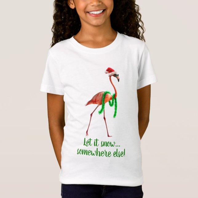 Camiseta Flamingo de Natal na Praia (Frente)