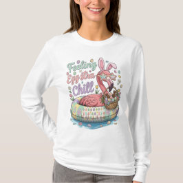 Camiseta Flamingo de Páscoa Engraçado Sentindo-se Eggstra L