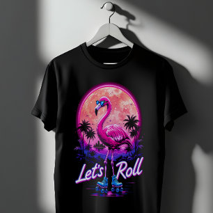 Camiseta flamingo de patins