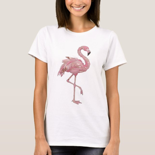 Camiseta Flamingo Design Moderno Prata Clássico (Frente)