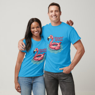 Camiseta Flamingo Divertido de Boia de Piscina Retro Ficand