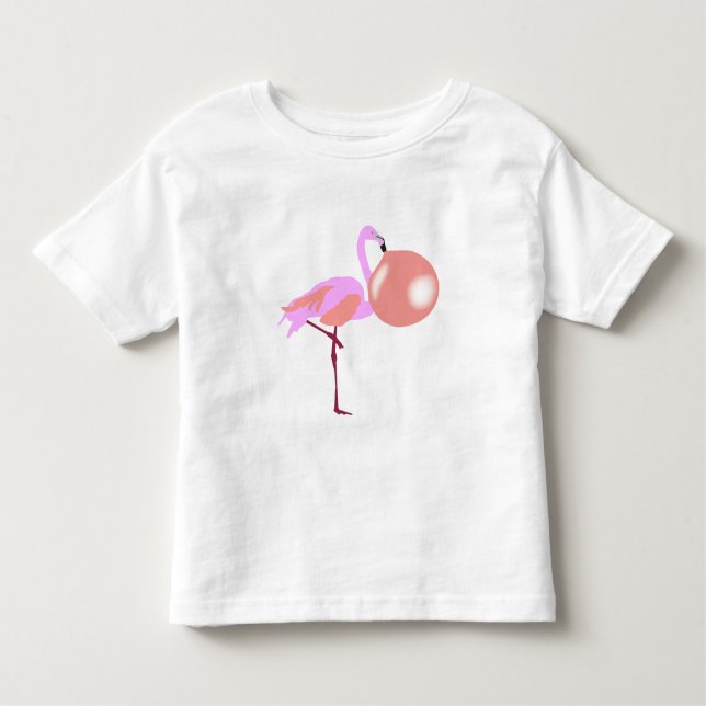 Camiseta Flamingo Divertido de Goma de Mascar Fazendo Bolha (Frente)