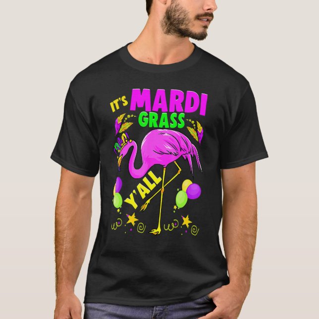 Camiseta Flamingo É Mardi Gras Yall Carnaval Jester Hat W (Frente)