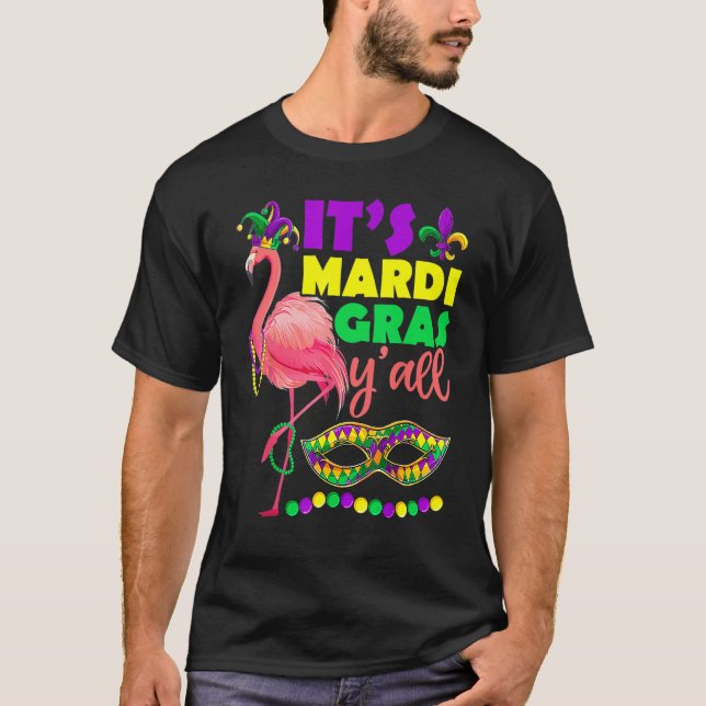 Camiseta Flamingo É Mardi Gras Yall Carnaval Jester Hat W (Frente)