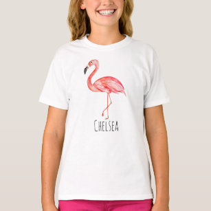 Camiseta Flamingo e nome tropicais da menina